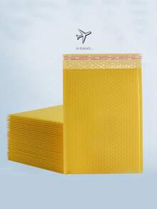 20pcs Solid Color Self-adhesive Bubble Mailer Bag, Simple Waterproof Packing Bag For Home, Office, School - Yellow - View 2