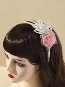 1入組花朵假珍珠休閒旅遊女士頭帶