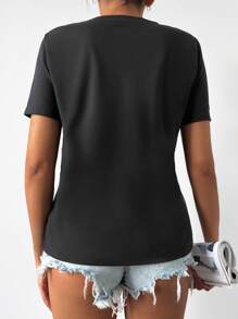 RueChic Camiseta con estampado de figura - Negro - Ver 2
