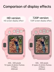 1080P迷你便携式数码相机，彩色玩具可充电相机，配备2英寸屏幕和1500万像素分辨率，适合作为3-12岁男孩女孩的圣诞节/生日礼物，不含TF卡 - 粉色 - 查看 8