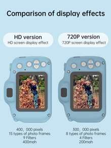 Cámara digital portátil mini 1080P, cámara de juguete recargable a color, pantalla de 2 pulgadas 15MP, regalo de Navidad y cumpleaños para niños y niñas de 3 a 12 años, sin tarjeta TF - Azul - Ver 8