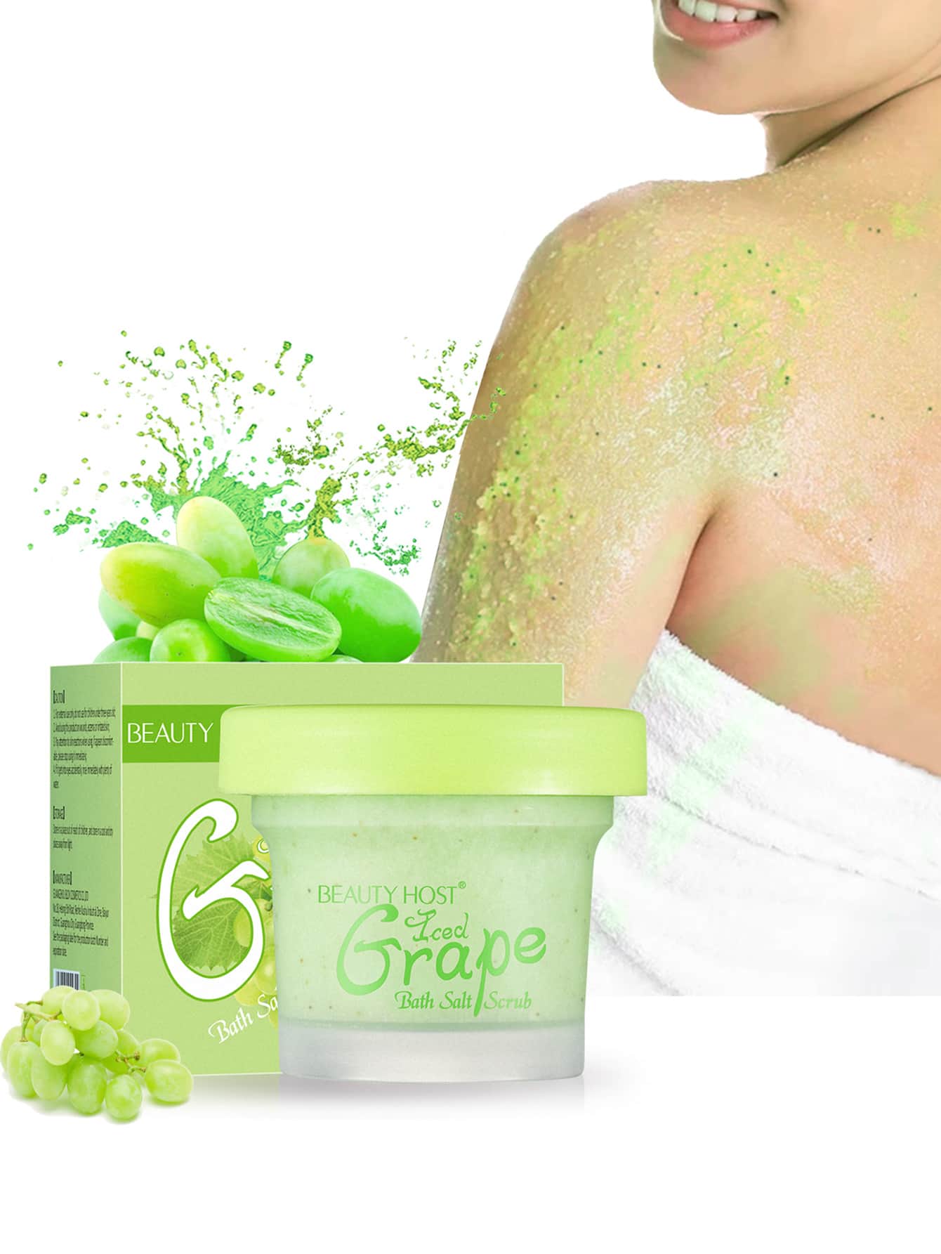 Exfoliante corporal de baño hidratante de uva de hielo 130 g, exfoliante suave de limpieza profunda, exfoliante de ducha de baño corporal para mujeres y hombres para obtener una piel corporal suave y brillante - Verde - Ver 1