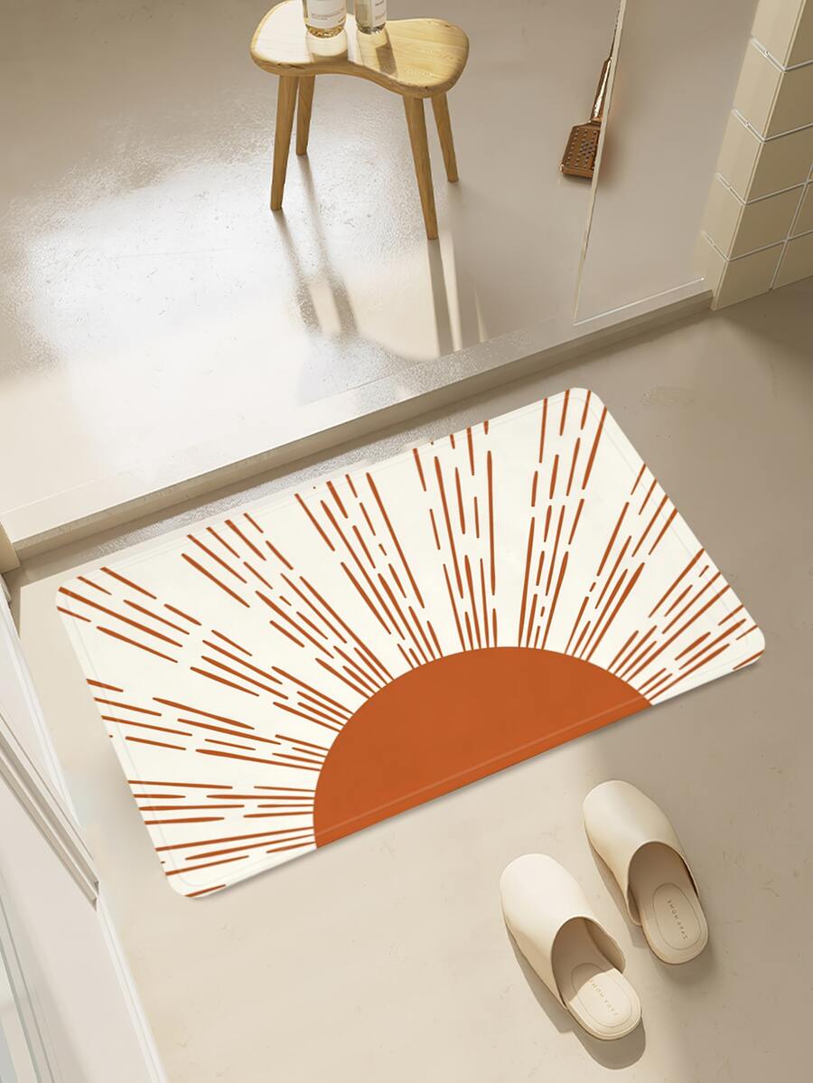 1入組太陽圖案防滑沐浴現代線太陽印花滌綸馬桶墊 - 彩色 - 查看 1