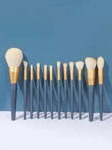 Set de 12 brochas de maquillaje, set de brochas, kit de brochas de maquillaje, set de brochas de maquillaje, set de maquillaje completo, set de brochas de maquillaje, kit de maquillaje completo, set de brochas, set de brochas de maquillaje, set de regalo de maquillaje, set - Azul Marino - Ver 1