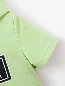 Toddler Boys Letter Graphic Hooded Tee & Shorts - Green - View 3