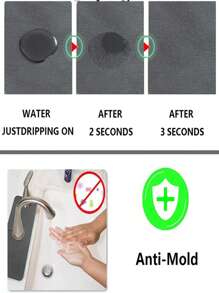 Almohadilla absorbente de grifo unicolor de 1 pieza, alfombrilla de secado de platos de agua absorbente moderna para el hogar - Negro - Ver 5