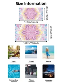 1 cái Đầy Màu Sắc Hoa Văn Mạn Đà La Khăn Đi Biển Lớn, Khăn Tắm Ngoài Trời Bằng Polyester Mềm Mại Hiện Đại - Màu tím hoa cà - Xem 3