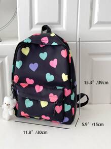 Mochila con forma de corazón con colgante para niños (ubicación de impresión aleatoria) - Negro - Ver 3