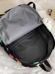 Mochila con forma de corazón con colgante para niños (ubicación de impresión aleatoria) - Negro - Ver 4