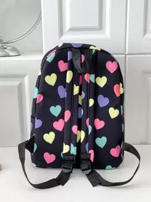Mochila con forma de corazón con colgante para niños (ubicación de impresión aleatoria) - Negro - Ver 6
