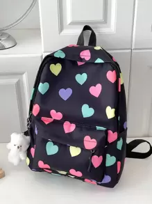 Mochila con forma de corazón con colgante para niños (ubicación de impresión aleatoria) - Negro - Ver 7