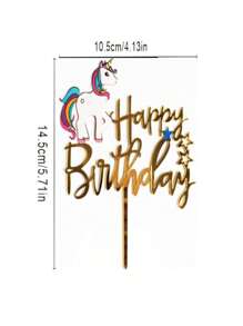 1 pieza de adorno para pastel con diseño de unicornio, moderno PMMA Animal y decoración superior para pastel con forma de letra para fiesta, vacaciones - Multicolor - Ver 3