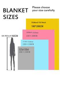 1pc Floral & Hand Pattern Blanket, Modern Line Hand Print Knitted Fabric Blanket For Bed - Multicolor - View 2