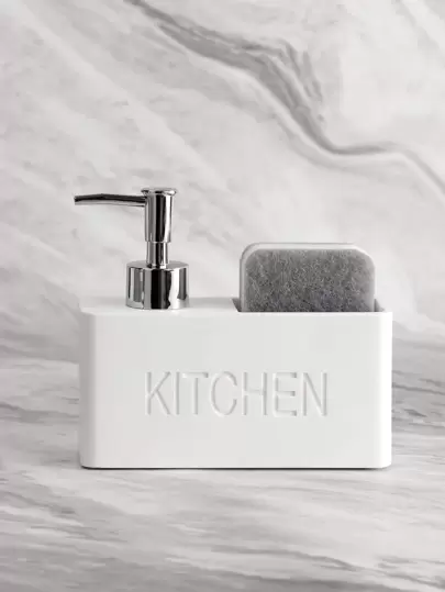 1 st. grafisk lotiondispenser med bokstavsdetalj, modern lotionflaska med bokstavsdetalj och svamp för kök, badrum, höstdekor, skolstart