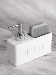 1 件字母图案乳液分配器，现代字母细节乳液瓶带海绵，适用于厨房家居浴室装饰秋季装饰返校 - 白色 - 查看 2