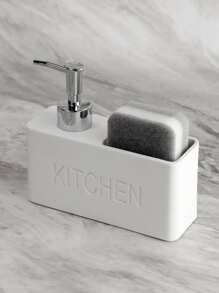 1 件字母图案乳液分配器，现代字母细节乳液瓶带海绵，适用于厨房家居浴室装饰秋季装饰返校 - 白色 - 查看 4