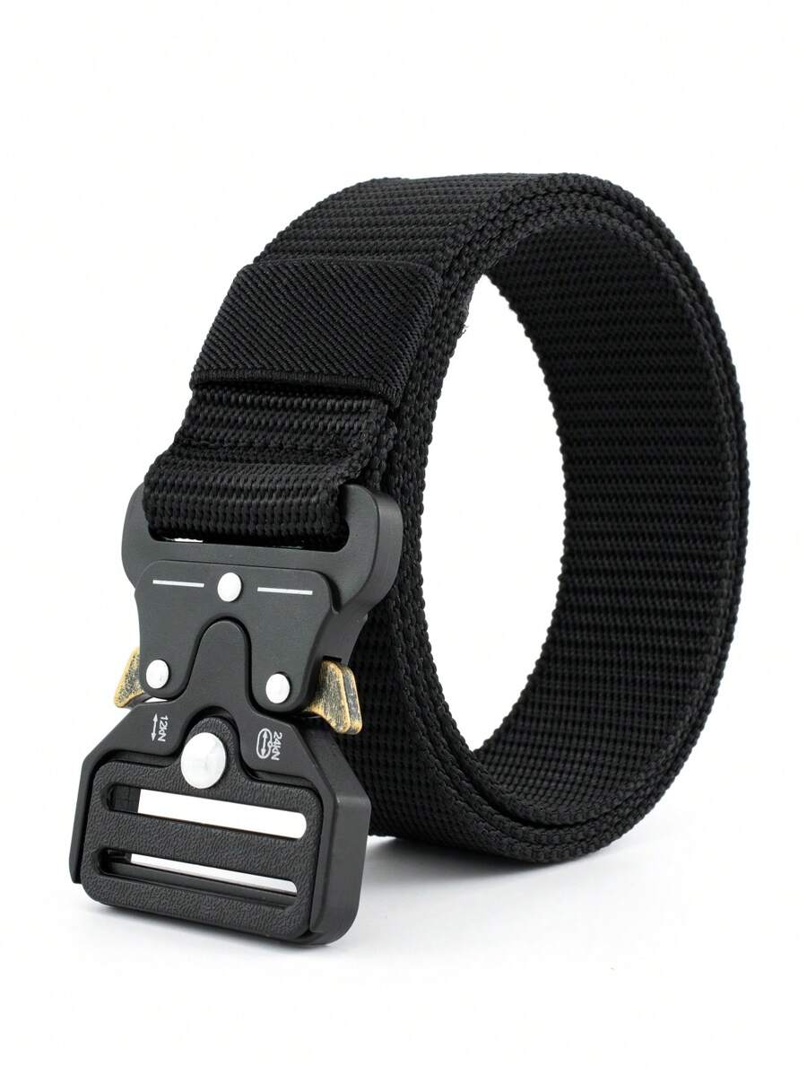 1入組男士插扣休閒皮帶適用於日常生活 - 黑色 - 查看 1