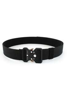 1入組男士插扣休閒皮帶適用於日常生活 - 黑色 - 查看 2