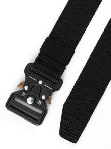 1入組男士插扣休閒皮帶適用於日常生活 - 黑色 - 查看 3