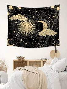 1 tấm thảm in hình mặt trời và mặt trăng, chăn treo in hình thiên hà hiện đại dùng để trang trí nhà cửa, cờ cho phòng, trang trí phòng, thảm trang trí, trang trí tường, nghệ thuật treo tường, đồ dùng trong phòng, cờ cho phòng, thảm trang trí, thảm treo tường - Nhiều màu - Xem 5