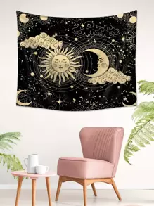 1 tấm thảm in hình mặt trời và mặt trăng, chăn treo in hình thiên hà hiện đại dùng để trang trí nhà cửa, cờ cho phòng, trang trí phòng, thảm trang trí, trang trí tường, nghệ thuật treo tường, đồ dùng trong phòng, cờ cho phòng, thảm trang trí, thảm treo tường - Nhiều màu - Xem 6