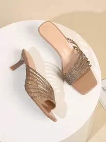 女士水钻绑带性感高跟露趾凉鞋