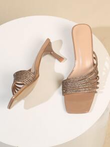 女士水钻绑带性感高跟露趾凉鞋