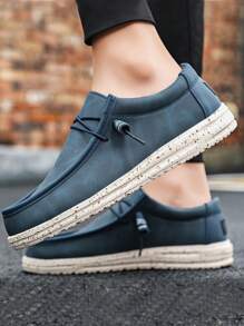 Sporty Outdoor Boat Shoes For Men, Lace-up Front Loafers - Blue - View 3