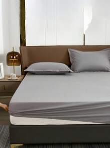 3 Màu Xám Bộ Ga Với 1 Tờ, 2 Vỏ Gối Mà Không Cần Chất Độn, Polyester Có Thể Giặt Được Bộ Ga Mềm Cho Phòng Ngủ - Xám - Xem 1