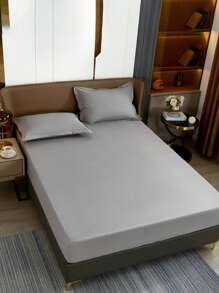 3 Màu Xám Bộ Ga Với 1 Tờ, 2 Vỏ Gối Mà Không Cần Chất Độn, Polyester Có Thể Giặt Được Bộ Ga Mềm Cho Phòng Ngủ - Xám - Xem 2