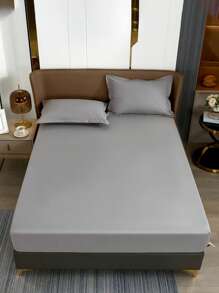 3 Màu Xám Bộ Ga Với 1 Tờ, 2 Vỏ Gối Mà Không Cần Chất Độn, Polyester Có Thể Giặt Được Bộ Ga Mềm Cho Phòng Ngủ - Xám - Xem 7