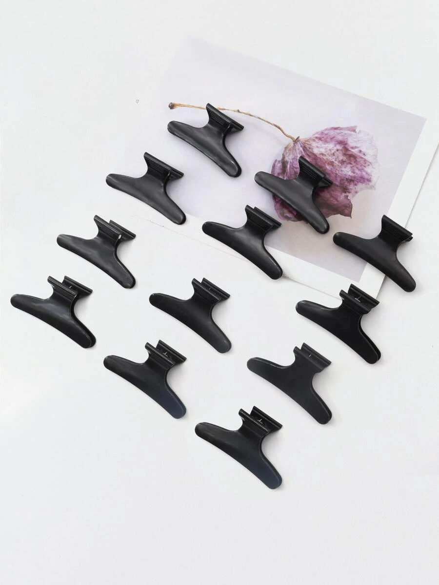 1pack Butterfly & Duckbill Shaped Sectioning Hair Clips - Black - View 1