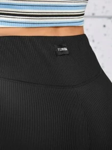 SHEIN EZwear Plus Solid Flare Leg Pants - Black - View 6