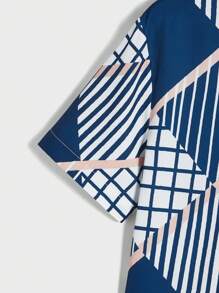 Manfinity Men Striped & Plaid Print Shirt - Blue and White - View 3