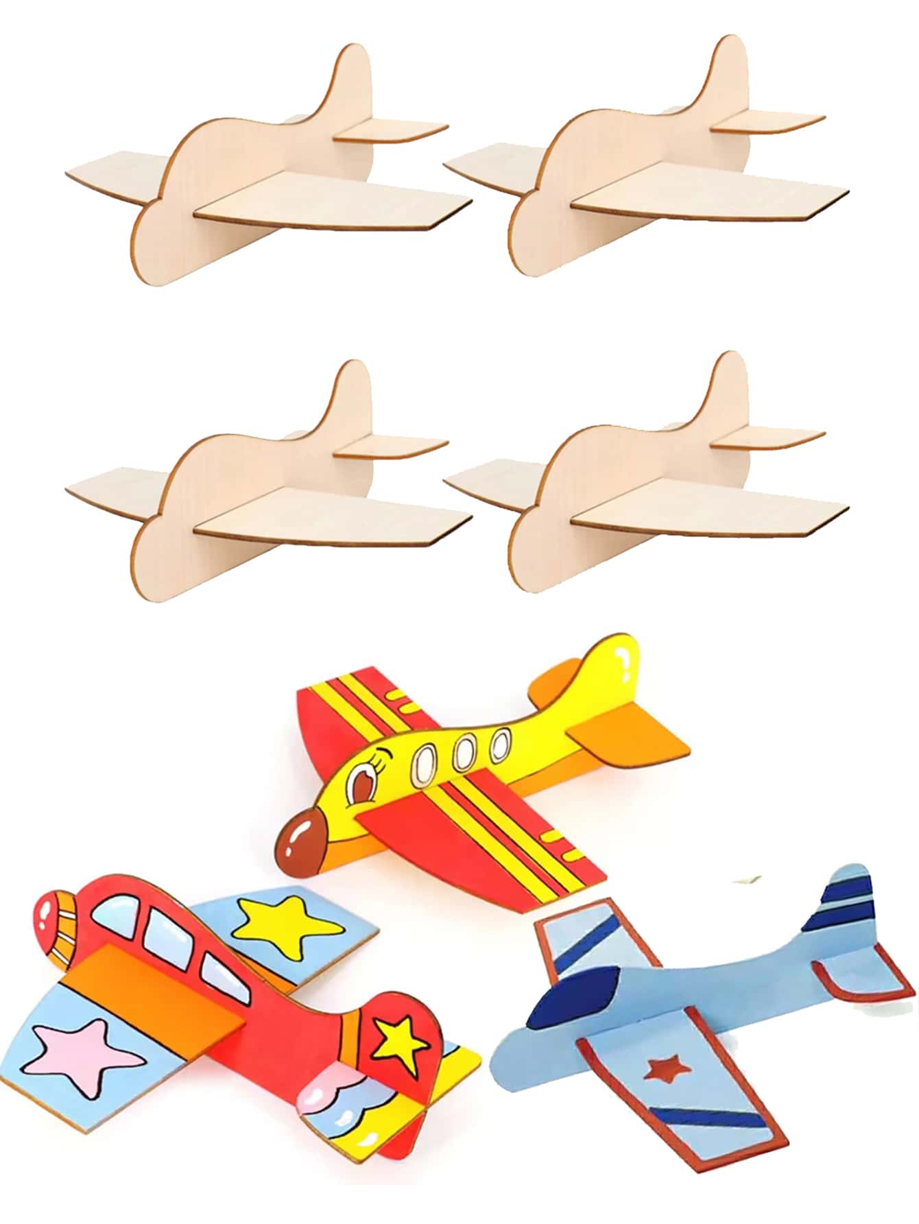 4 Bảng Gỗ Hình Máy Bay, Đồ Trang Trí Bằng Gỗ Đa Năng Sáng Tạo Cho Bé Vẽ Tranh, Trang Trí Nhà Cửa - Màu Khaki - Xem 1