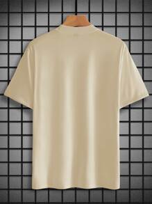 Manfinity Homme Men Letter Graphic Mock Neck Tee - Khaki - View 2