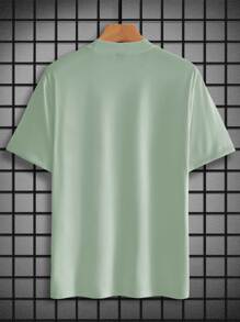 Manfinity Homme Áo thun cổ tròn in chữ cho nam, Áo thun nam, Áo thun xanh lá cây cho nam - Màu xanh Bạc hà - Xem 2