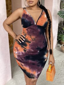 Slaydiva 大碼紮染吊帶緊身連衣裙 - 彩色 - 查看 1