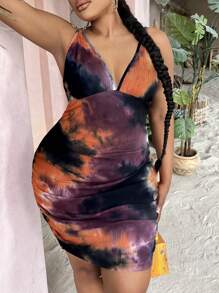 Slaydiva 大碼紮染吊帶緊身連衣裙 - 彩色 - 查看 6
