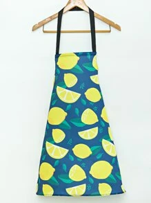 1入組檸檬圖案現代滌綸防水防油廚師圍裙適用於烘烤 - 彩色 - 查看 1