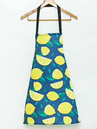 1入組檸檬圖案現代滌綸防水防油廚師圍裙適用於烘烤