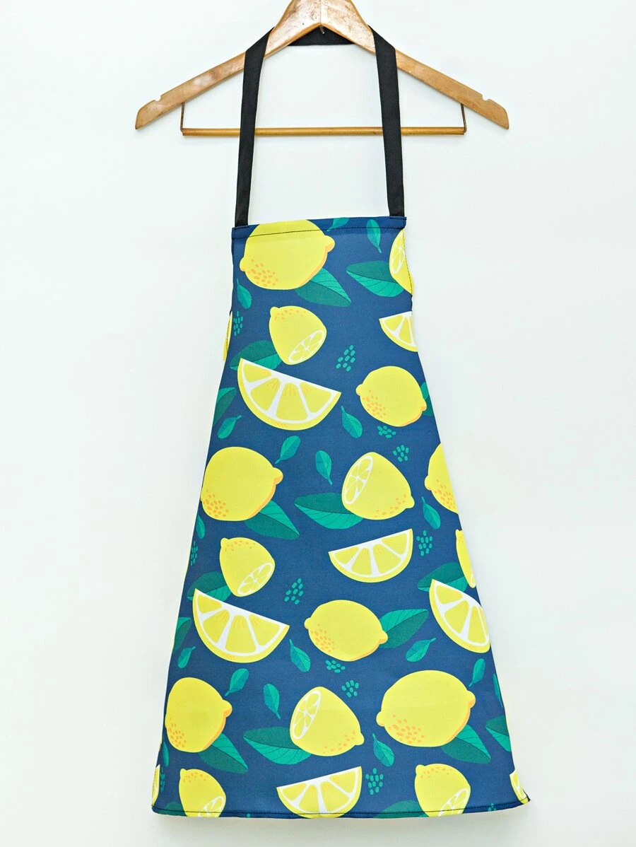 1入組檸檬圖案現代滌綸防水防油廚師圍裙適用於烘烤 - 彩色 - 查看 1