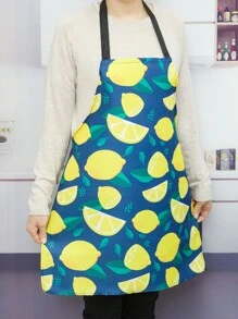 1入組檸檬圖案現代滌綸防水防油廚師圍裙適用於烘烤 - 彩色 - 查看 3
