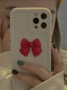 Vỏ điện thoại trang trí nơ thắt - trắng - Xem 5