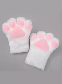 Lindos guantes peludos con diseño de garra - Blanco - Ver 1