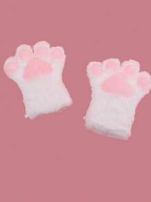 Lindos guantes peludos con diseño de garra - Blanco - Ver 2