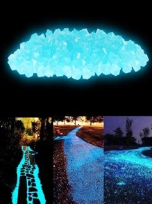300pcs/set Glow In The Dark Decorative Pebble, Modern Plain Color Decorative River Rock Stone For Outdoor - White - View 1