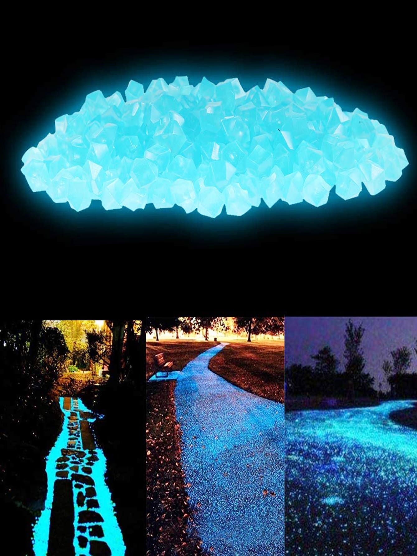 300pcs/set Glow In The Dark Decorative Pebble, Modern Plain Color Decorative River Rock Stone For Outdoor - White - View 1