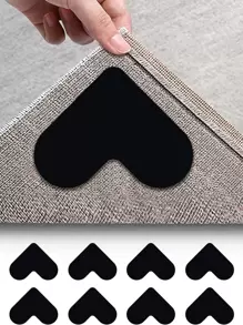 1 pieza pegatina de fijación de sábana de cama en forma de corazón, pegatina antideslizante en forma de corazón negro Simple para el hogar - Negro - Ver 1