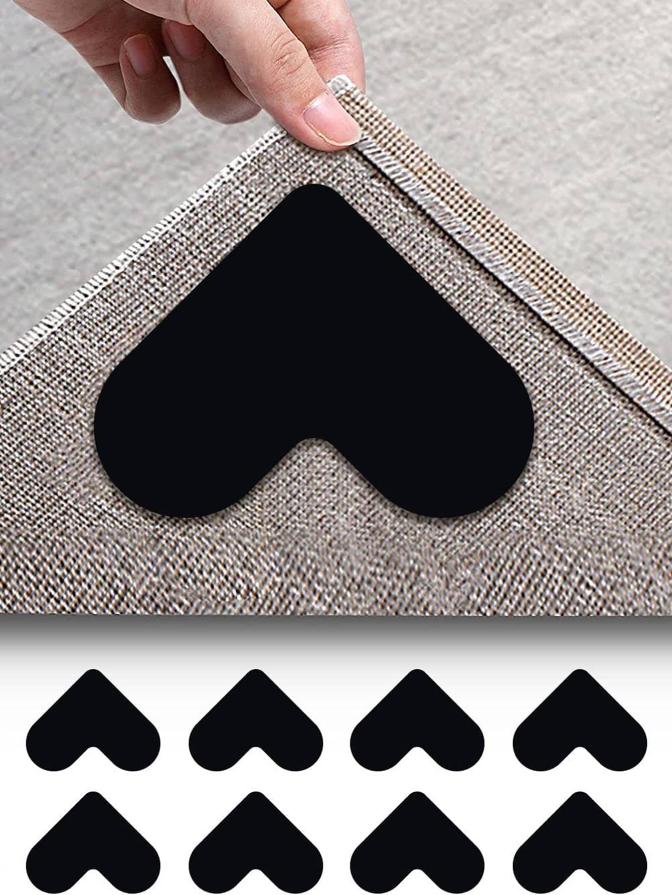 1 pieza pegatina de fijación de sábana de cama en forma de corazón, pegatina antideslizante en forma de corazón negro Simple para el hogar - Negro - Ver 1